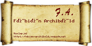 Fábián Archibáld névjegykártya